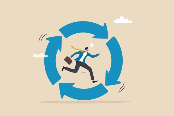 Abstract illustration representing focused daily habits and a calm, structured flow